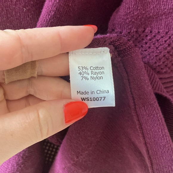 Market & Spruce - Rowan Textured Cotton Blend Sweater - Purple - Medium - Picture 6 of 7